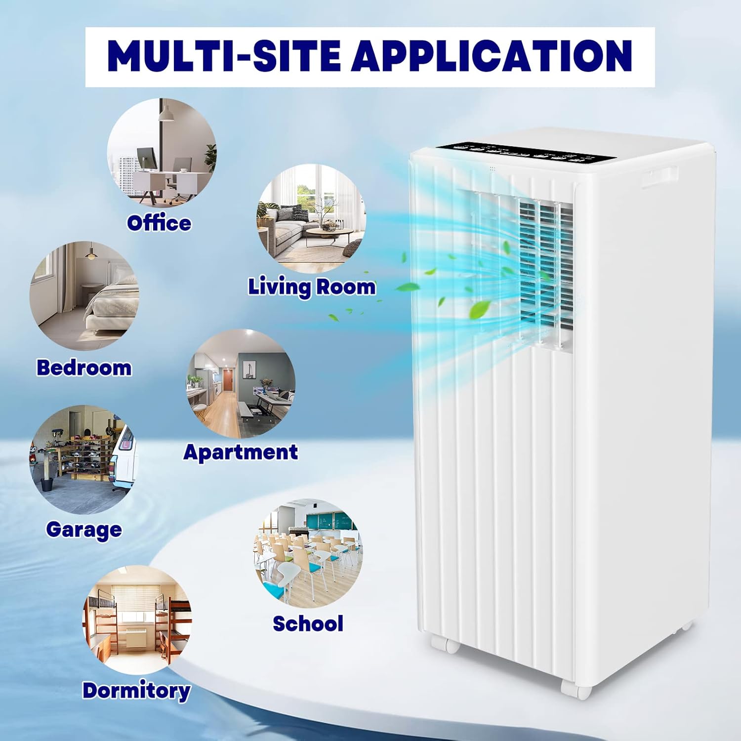 8,000 BTU Portable Air Conditioner, 3-In-1 Floor AC Unit with Remote Control, Cools Up to 350 Sq.Ft, Ultra-Quiet Air Cooler with LED Display, Dehumidifier & Fan for Bedroom, Office, Living Room