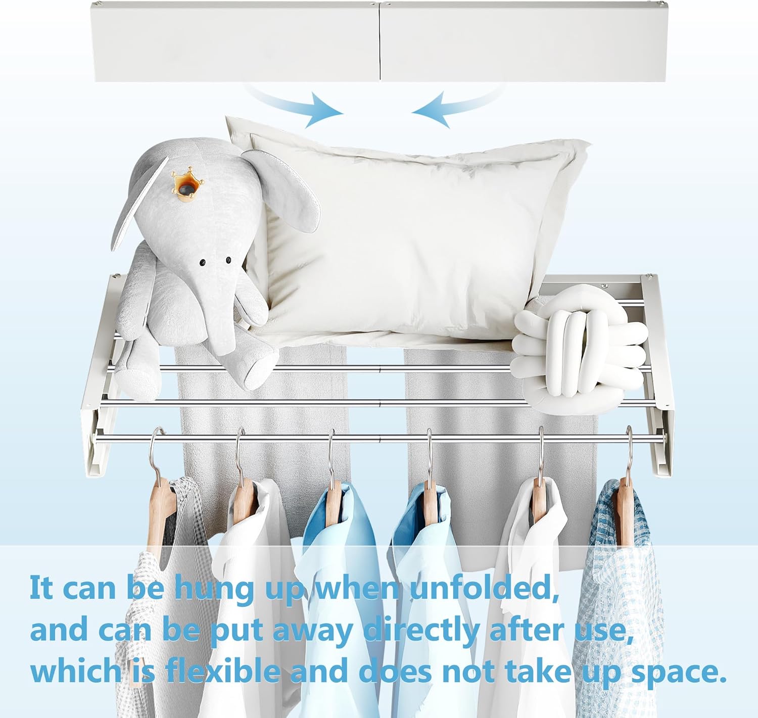 Clothes Drying Rack Wall Mounted 32“,Drying Rack Clothing Wall Mount,Laundry Drying Rack,Wall Mounted Clothes Hanging Rack (White)