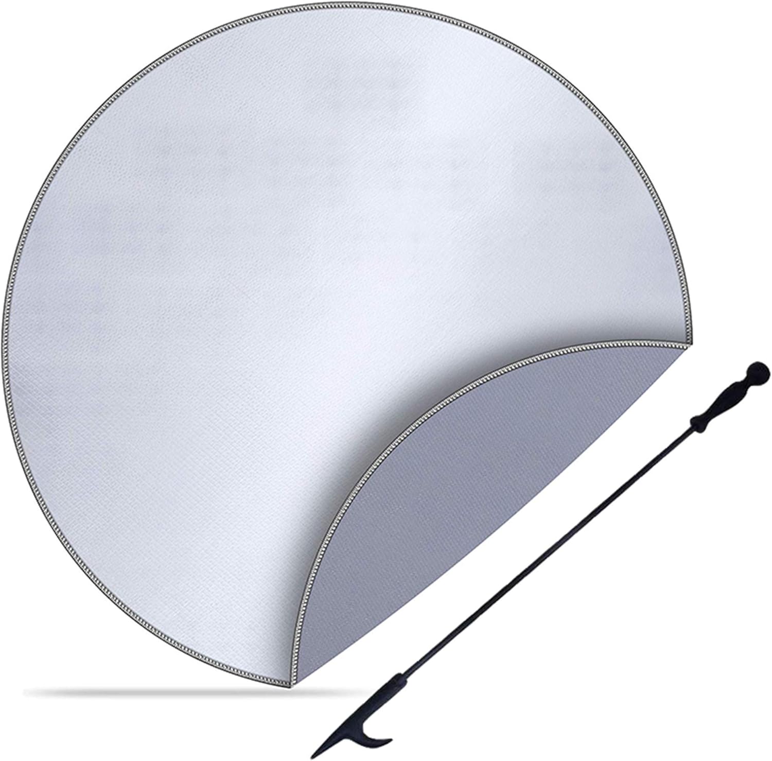 Fire Pit Mat, with Fireplace Poker, for Patio Lawn, Round Fire Pit Pad, Heat Resistant Deck Protector, for Chiminea/Solo Bonfire/Grill/Stove,36 inch