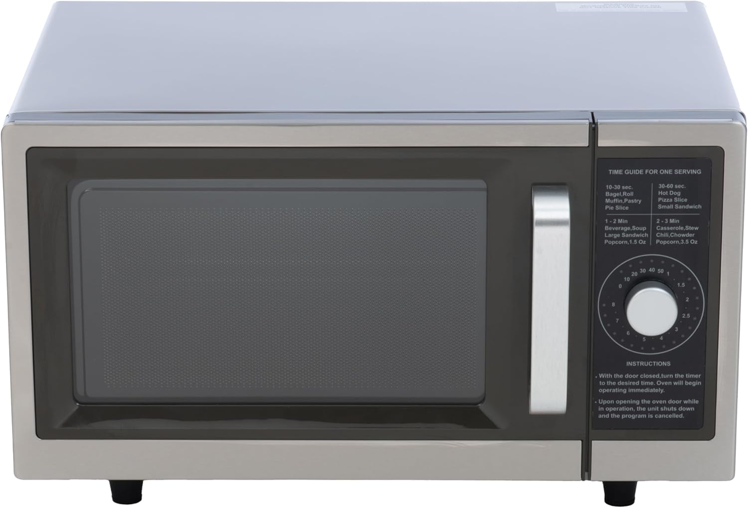 FSE Commercial Microwave with Dial Control, 1 Cubic Feet Interior, Stainless Steel, 1000 Watts, UL and NSF Approved