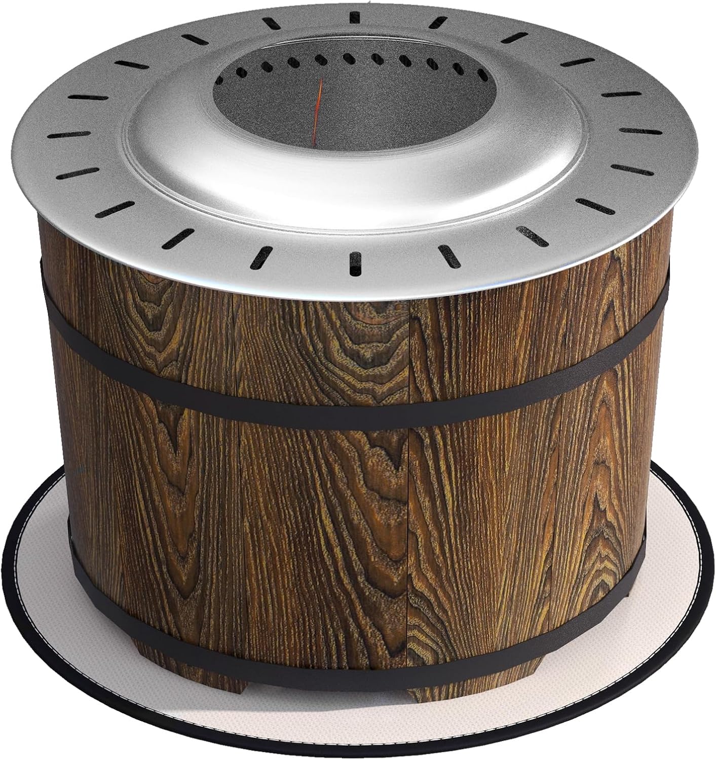 Smokeless Fire Pit with Fireproof Mat, 20.5 Inches Barrel Style Portable Wood Burning Firepit, Magnesium Oxide Low Smoke Outdoor Bonfire Stove for Backyard Patio Camping Picnic, Brown