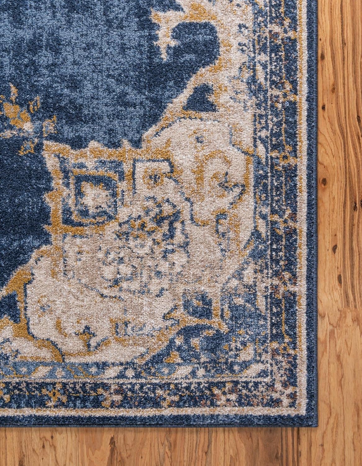 Unique Loom Utopia Collection Traditional Classic Vintage Inspired Area Rug with Warm Hues (9' 0 x 12' 0 Rectangular, Navy Blue/Beige)