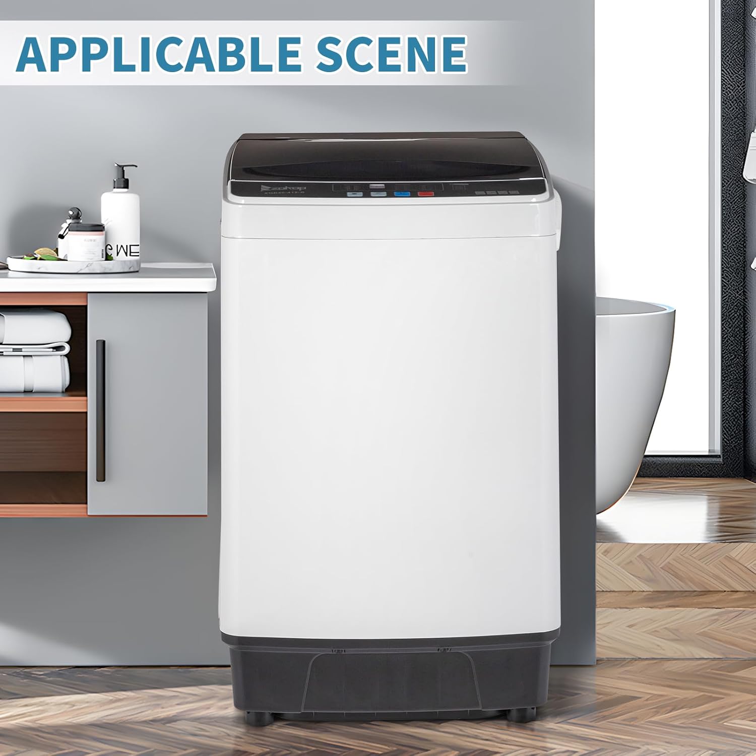 17.8LBS Portable Washing Machine, Full-Automatic Electric Laundry Machine with Stainless Steel Drum, Compact Washer and Spin Dryer Combo with Drain Pump