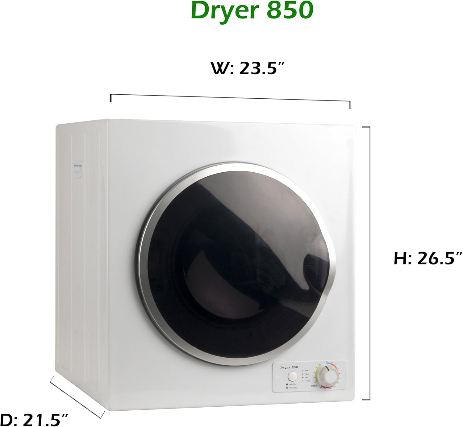 Triton TD850 Compact Dryer with Silver Trim, White