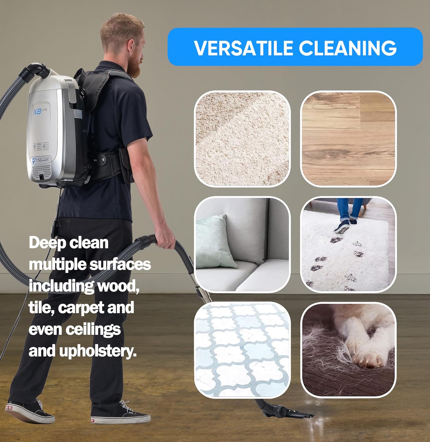 Prolux X8 Lite Backpack Canister Vacuum – Lightweight HEPA Filtration for Multi-Surface Cleaning
