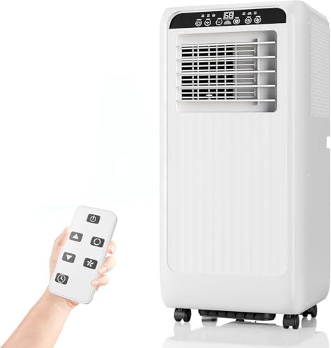Portable Air Conditioners, 8000 BTU AC Unit for Rooms Up to 350 Sq.Ft. 3-In-1 Portable AC with Fast Cooling, Dehumidifier & Three Speed Fan, 24H Timer/Remote Control/Quiet, Black LED Control Panel
