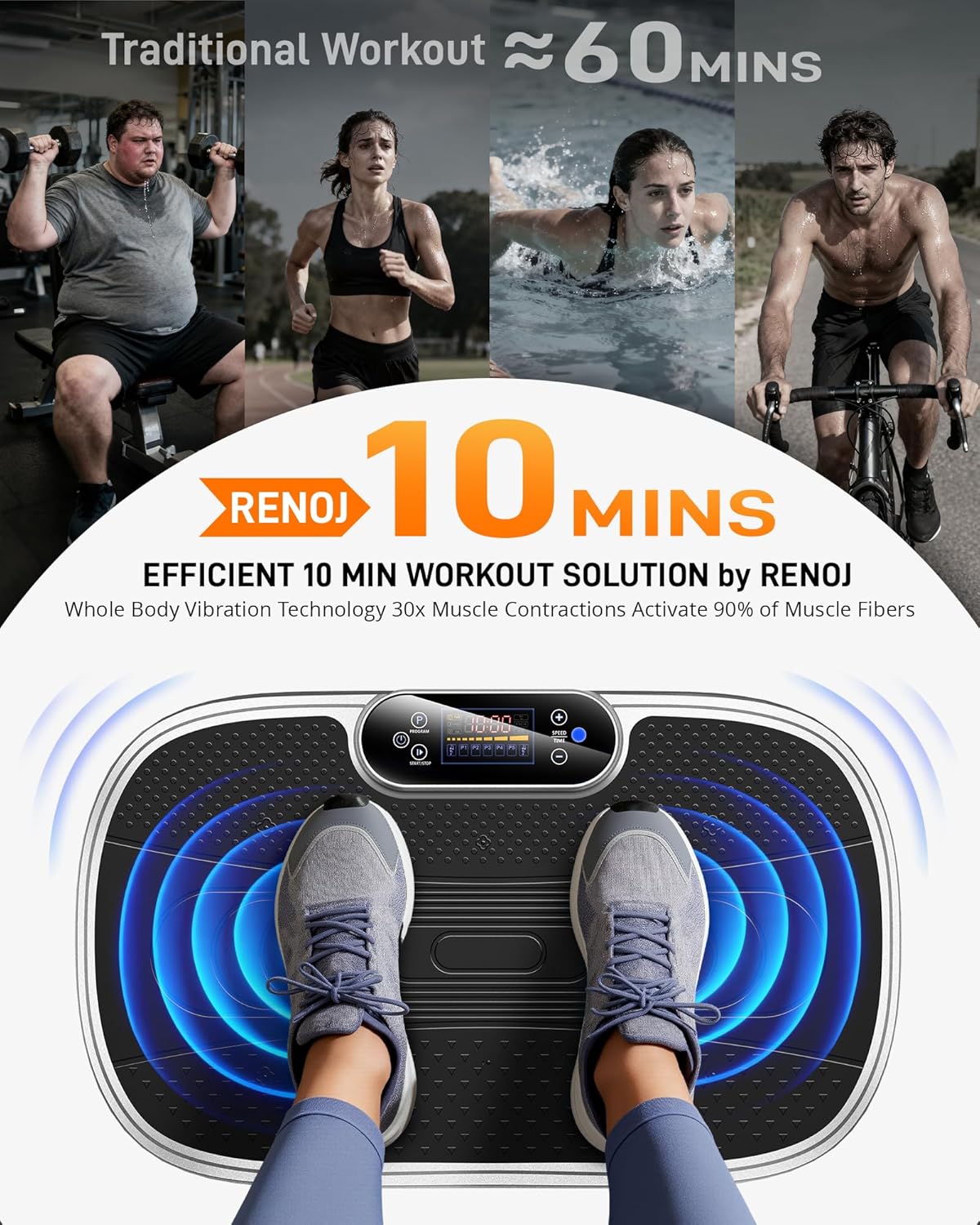 Vibration Plate Exercise Machine for Weight Loss and Lymphatic Drainage - 330lbs Capacity Vibrating Platform for Home Gym Workout, Full Body Shaker Pilates Equipment with Loop Bands for Women and Men