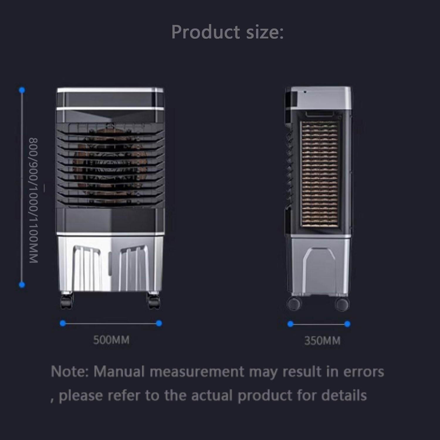 Portable Air Conditioner, 3 Modes with 120° Oscillation, 50L Extra Large Water Tank, 12-Hour Timer for Bedroom Dorms, Indoor Rooms(90cm)