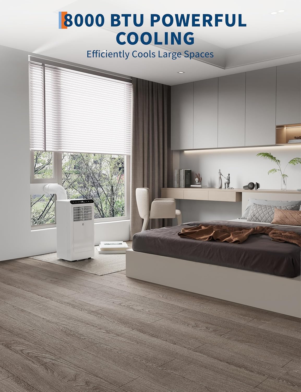 Garvee 8,000 BTUs Portable Air Conditioners, Portable AC for Room Up to 350 Sq.Ft, 3 in-1 AC Unit with Fan & Dehumidifier, Remote Control, 24H Timer, Smart Sleep Mode, Window Install Kit