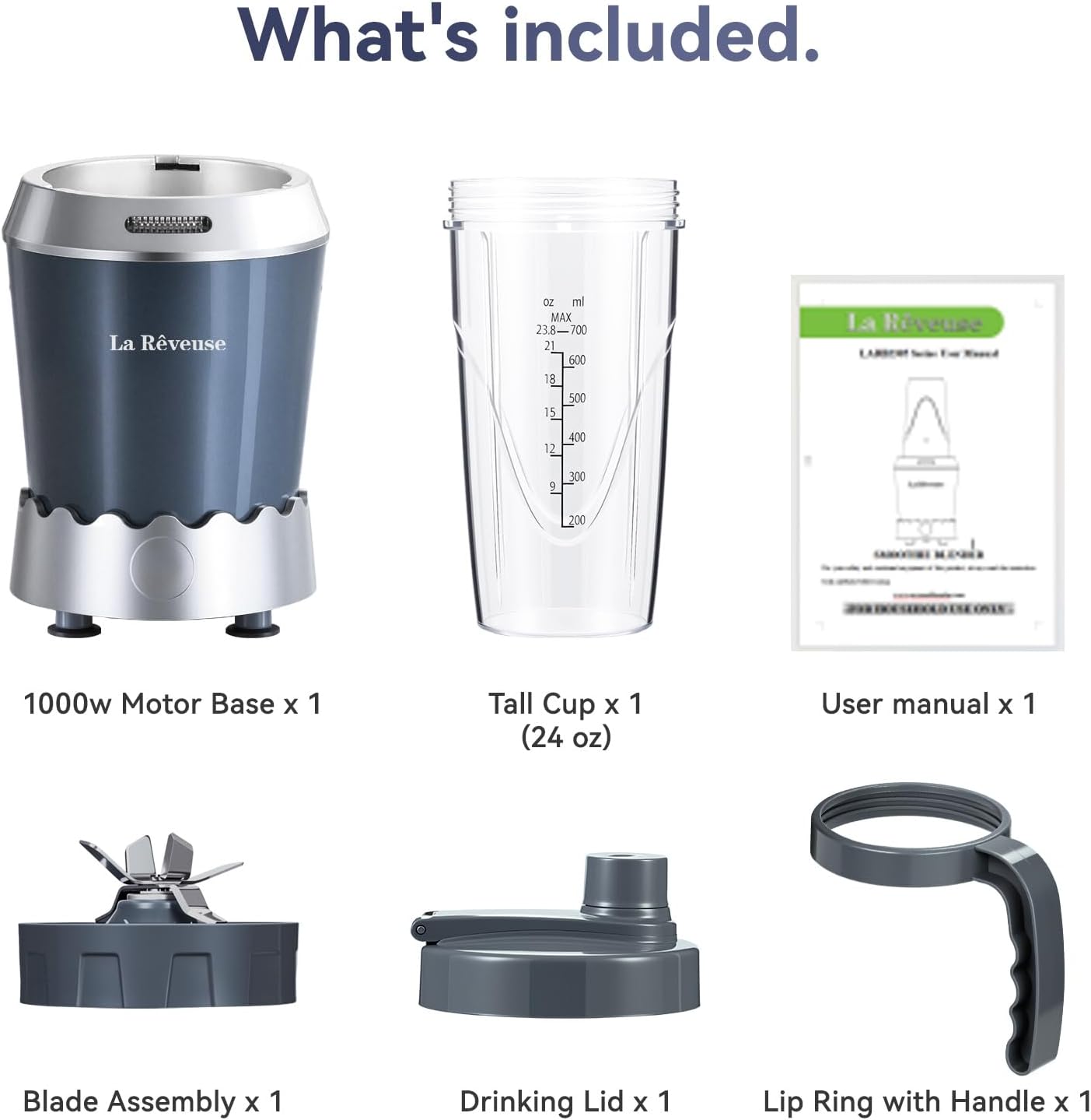 La Revese 1000W Smoothie Blender Pro + La Reveuse 300W Personal Size Blender