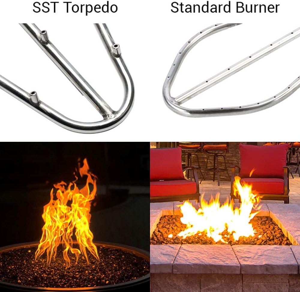 HPC Fire Push Button Flame Sensing Gas Fire Pit Kit (TOR-PENTA30FPPK-FLEX-NG), 30