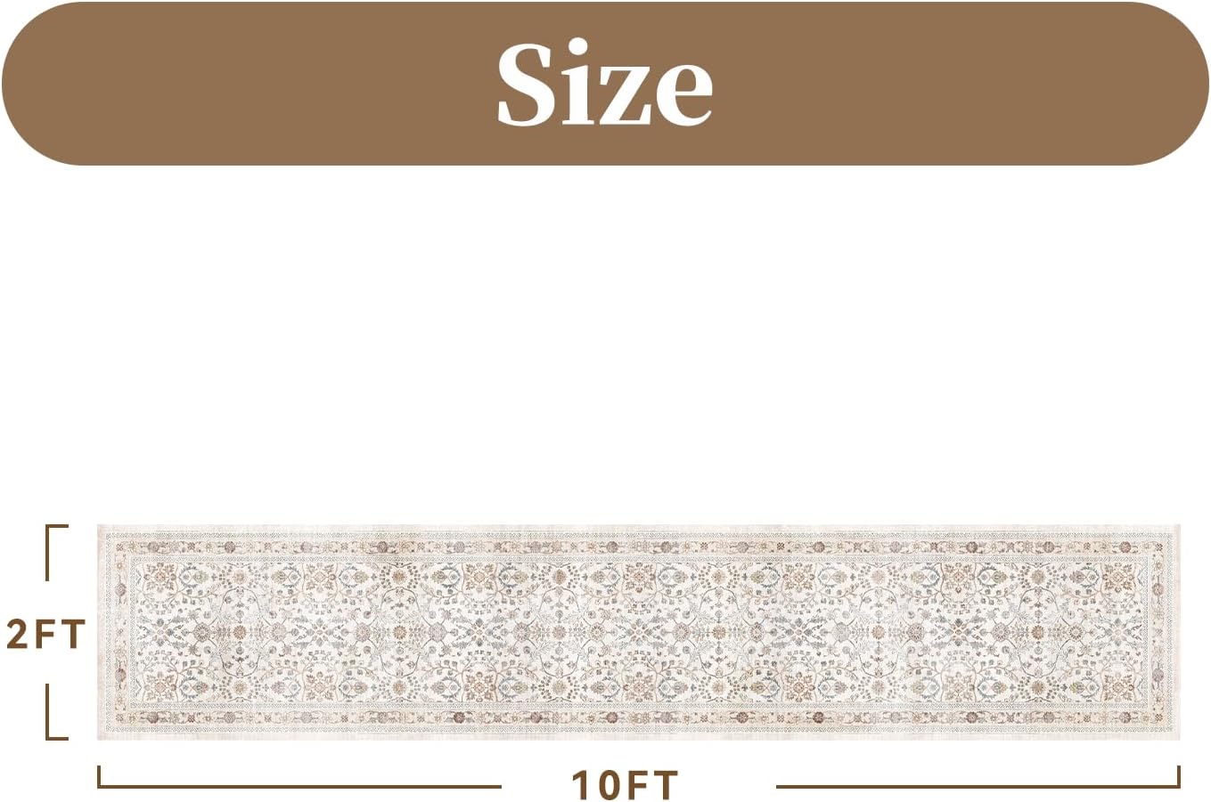 MontVoo-Vintage 2x10 Runner Rug-Soft Beige Washable Runners for Hallways-Non Slip Bedside Rugs for Bedroom-Machine Washable Long Rug for Hallways Entryway Laundry Room Stair Kitchen Bathroom