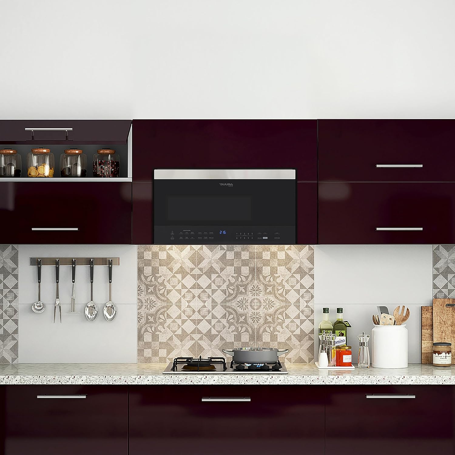 Microwave Oven Built-in 1000-Watts with 10 Power Levels Pre Settings and Express, Sensor and Speed Cooking and Silent Mode with Glass Turntable, 1.6-Cu.Ft, Metallic