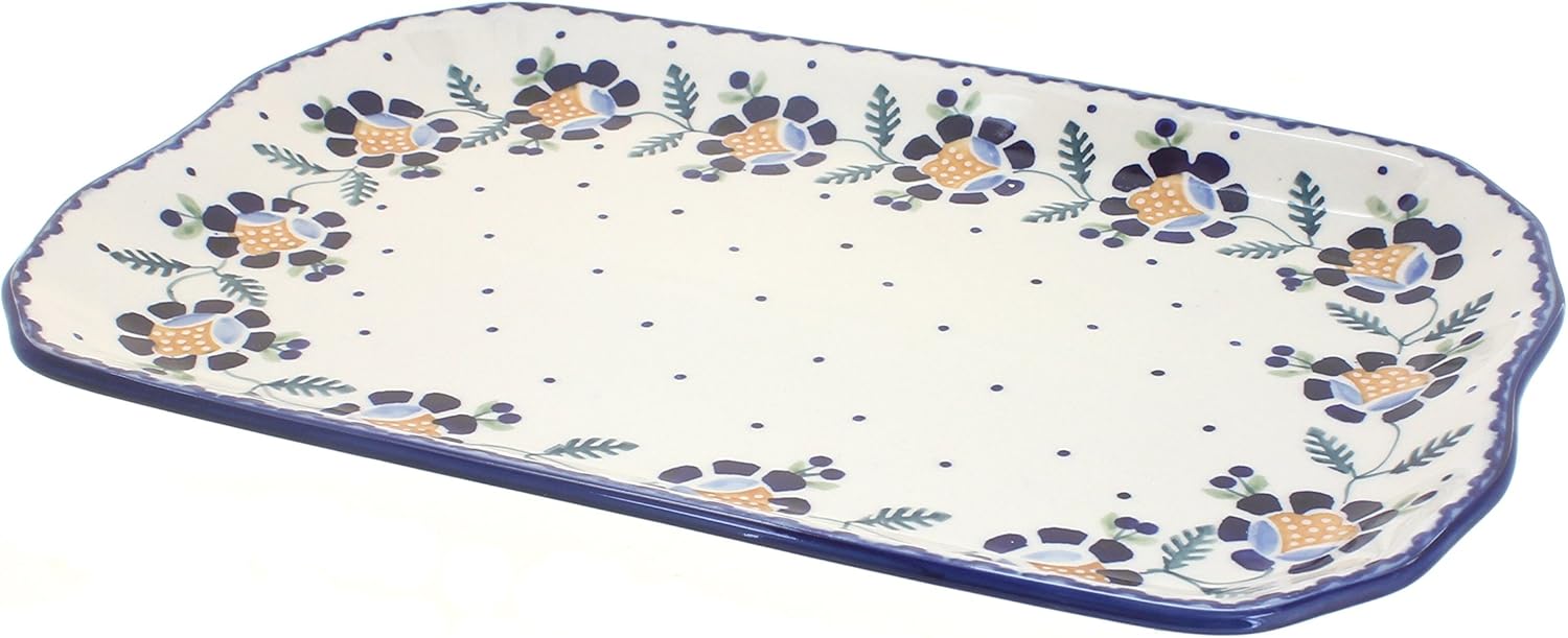 Blue Rose Polish Pottery - Yellow Sunflower Medium Serving Tray - 13