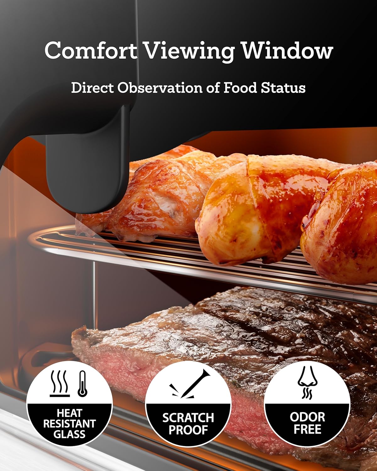 Air Fryer, 6 Qt, Stainless Steel Air Fryer, Stainless Steel Housing& Full Metal Inner Pot, PTFE and PFAS Free, 9 Digital One-Touch Cook Functions,120°F~450°F, 1700W