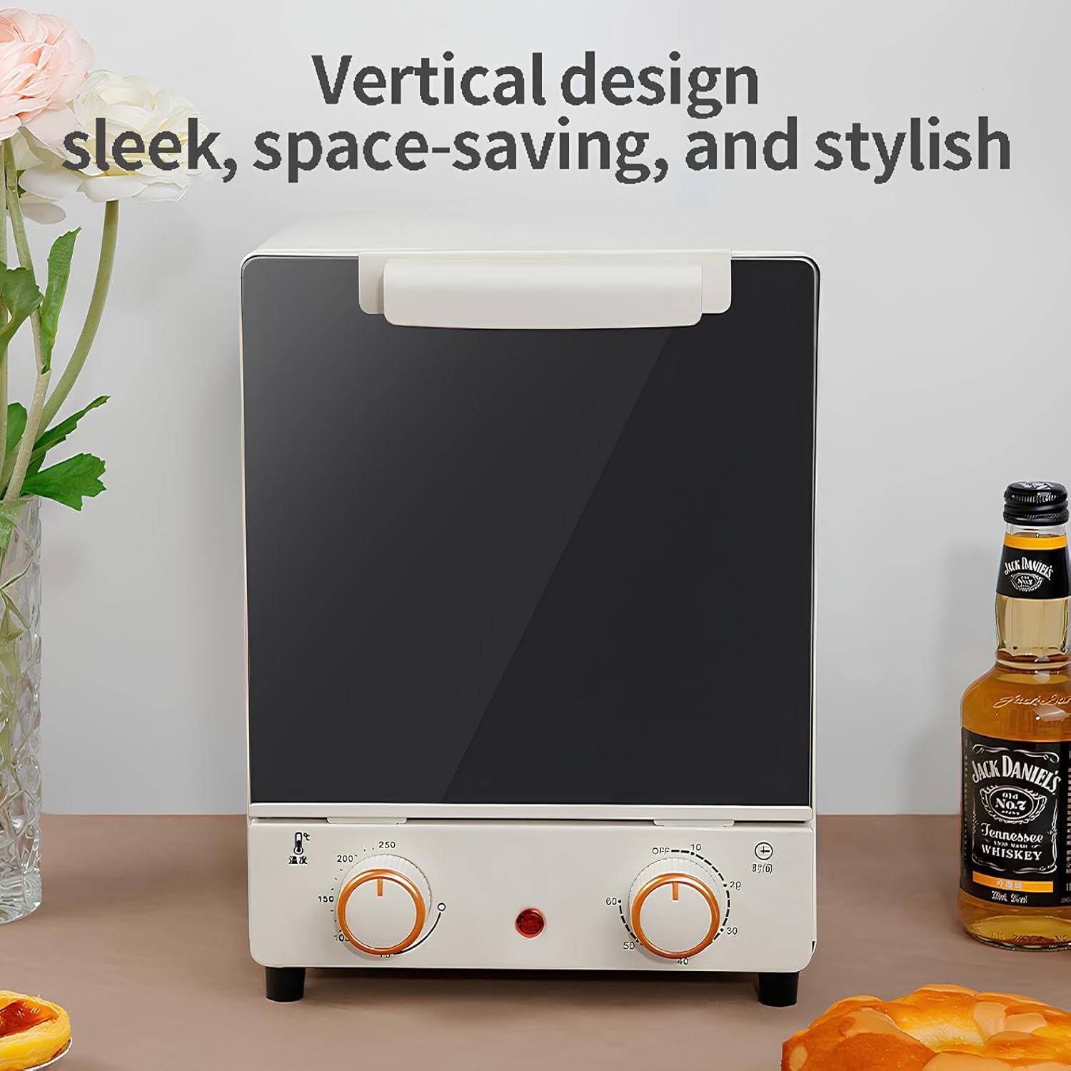 15L Mini Electric Oven, Compact Countertop Toaster Oven with Timer & Adjustable Temperature, Stainless Steel Multi-Function Oven for Baking, Roasting, Grilling, Ideal for Small Kitchens