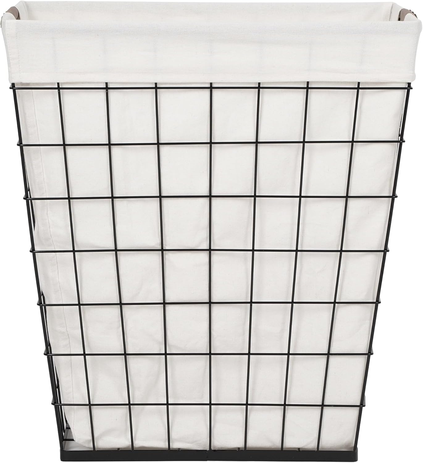 75L Rectangular Steel Wire Laundry Hamper, Black and Natural with Removable Cotton Blend Liner, 20x15x22.4 Inch, Adult Size, 75L Capacity