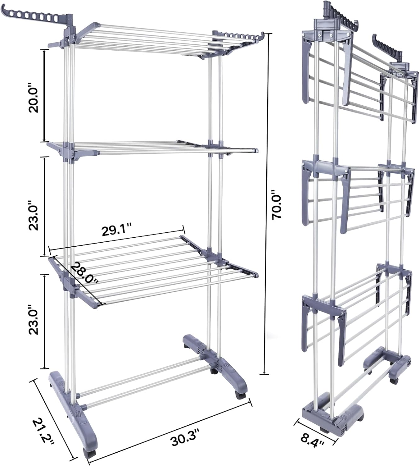 Clothes Drying Rack Foldable Drying Rack Clothing,Oversize 4 Tier(70