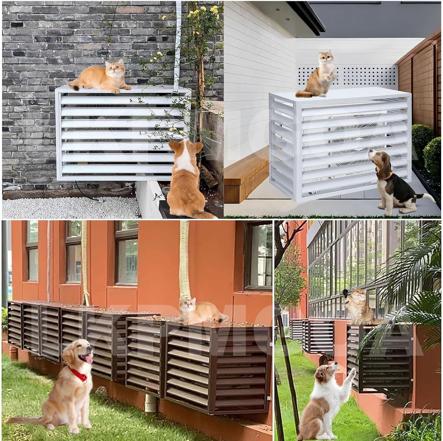 Air Conditioning Cover Aluminum, General Purpose Outdoor Air Conditioner Fence, Rainproof, Keep Away Branches and Leaves(Gray,110cm)