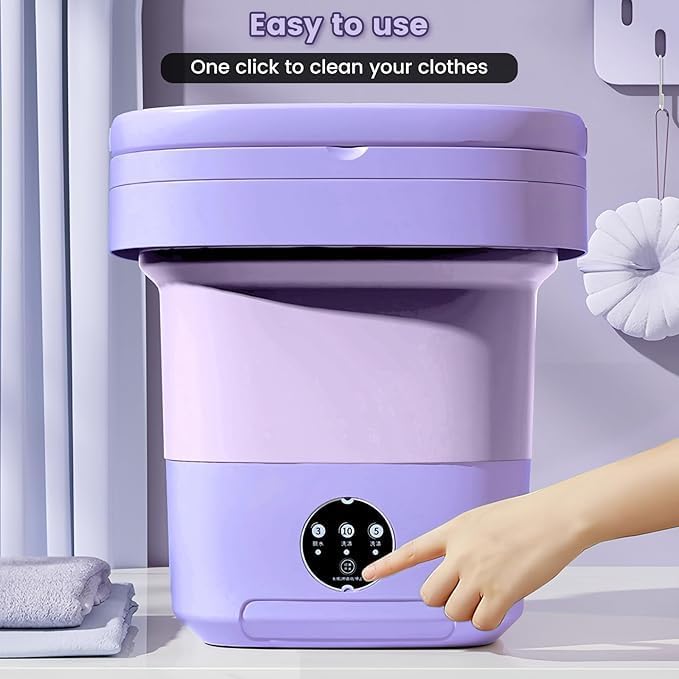 Portable washing machine,17L large capacity foldable washing machine, underwear mini washing machine, socks, travel washing machine suitable for camping trip laundry apartment (purple)