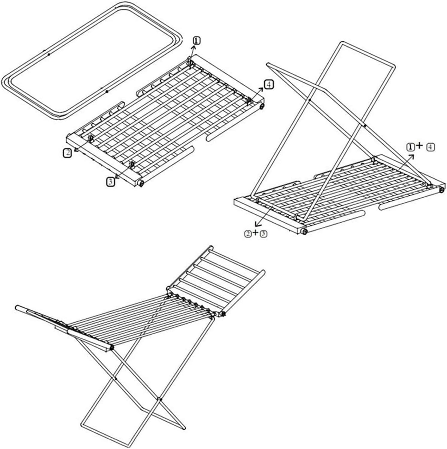 Portable Heated Airer Electric Clothes Drying Rack Energy Saving Folding Stand for Home Laundry Room. (A)