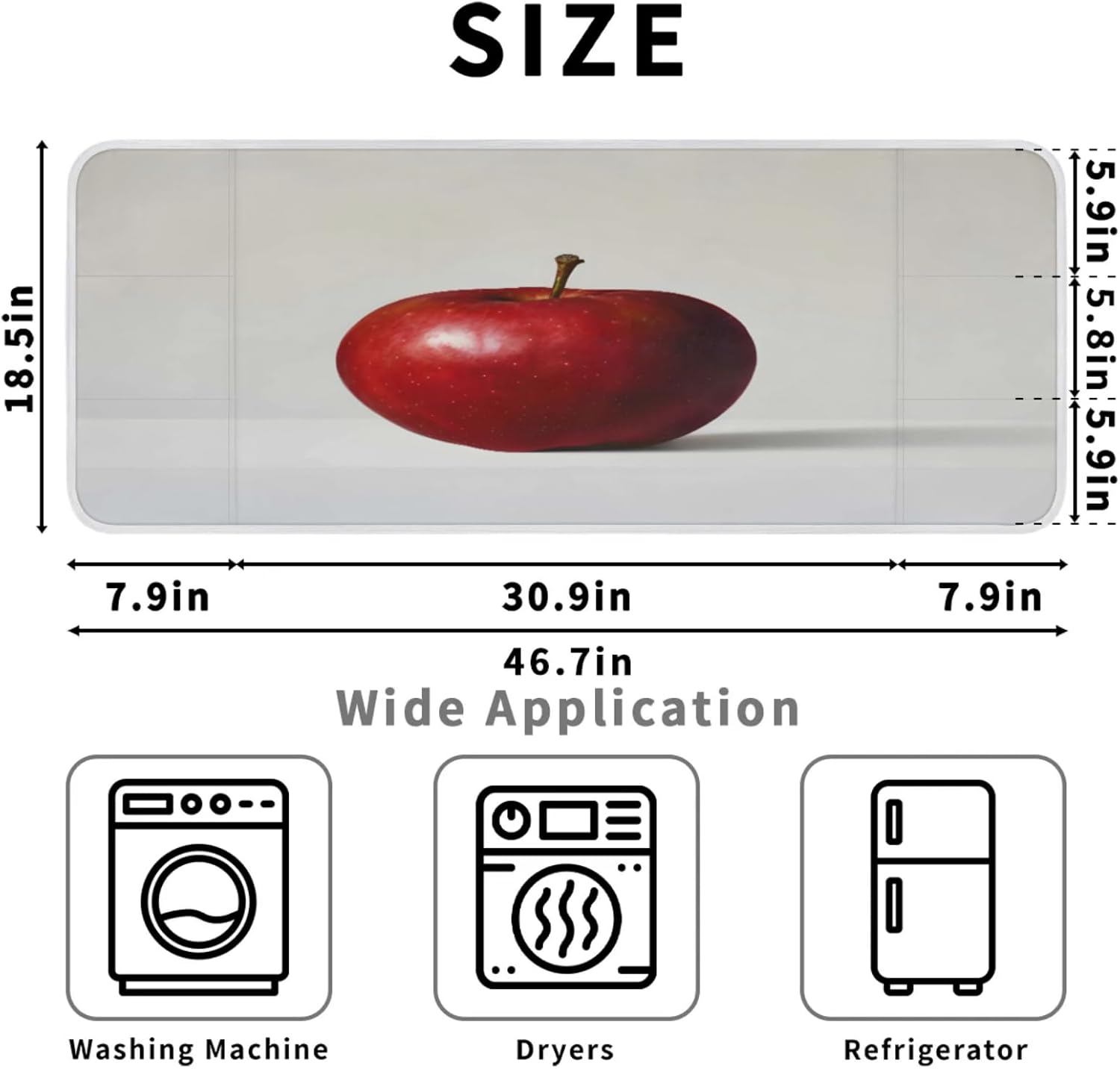 Red Apples Washer and Dryer Covers for the Top, Fruit Printed Non-slip Washer Cover, Washer Top Protector Washing Machine Cover for Laundry Home