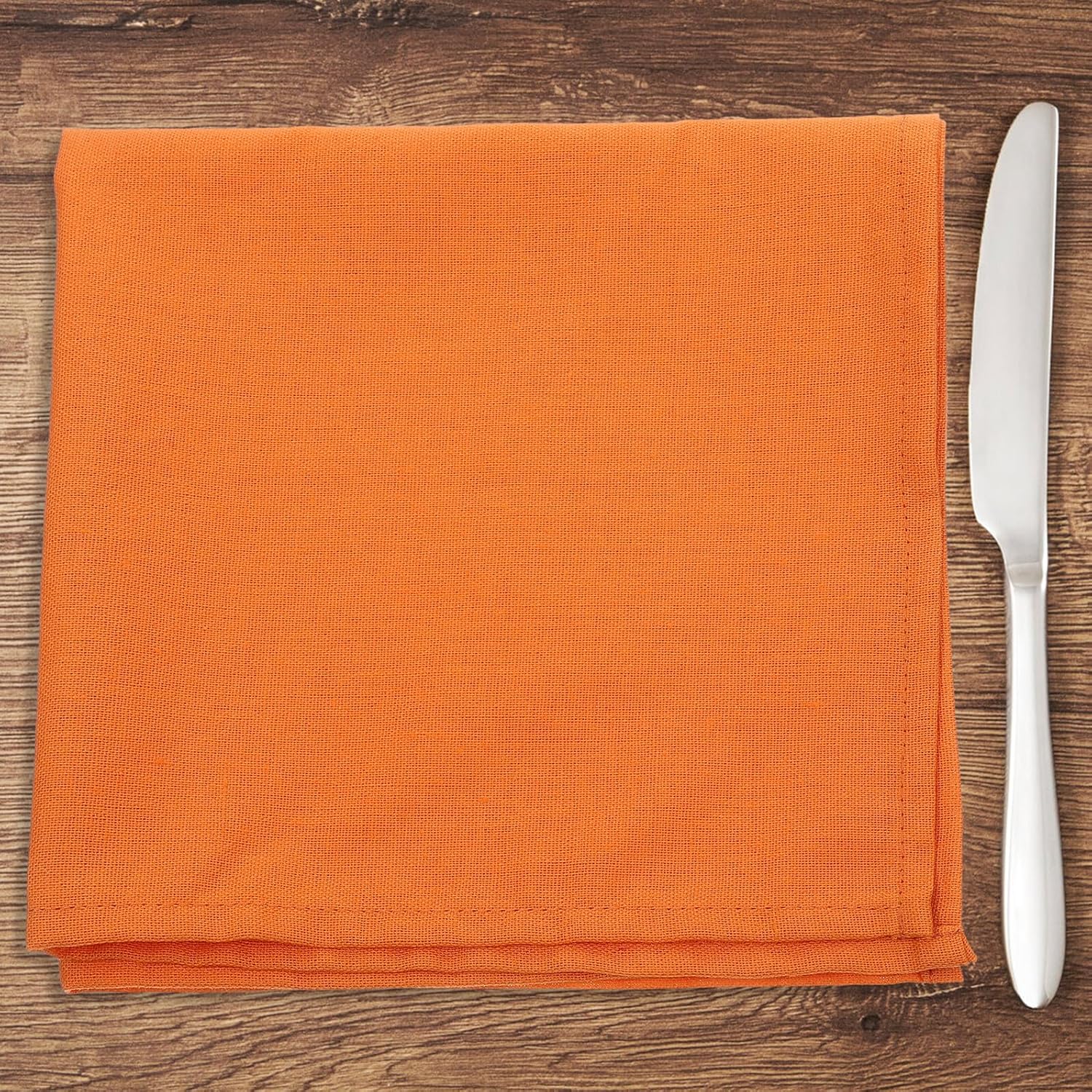 Insulated Table Mat and Dining Napkin Set, 2pcs Orange Cotton-Linen Blend, Wear-Resistant Decorative Placemat for Kitchen and Restaurant Use