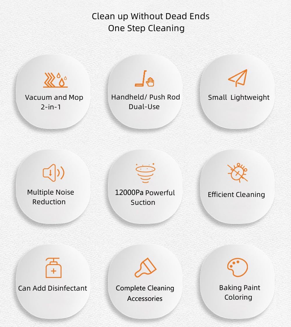 Stick Corded Vacuum Cleaner and Mop All in One, Corded Wet Dry Vacuum Cleaner with Water Tank, Floor Cleaner Machine, 12000Pa Suction Lightweight Upright Vacuum and Mop Combo for Home Office Pet Hair