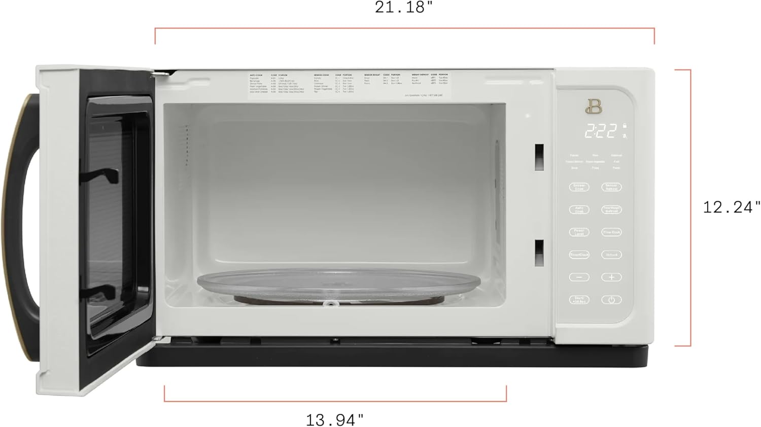 Beautiful 1.1 Cu Ft Sensor Microwave Oven, 1000W, 15 Presets, Touch Display (White Icing)