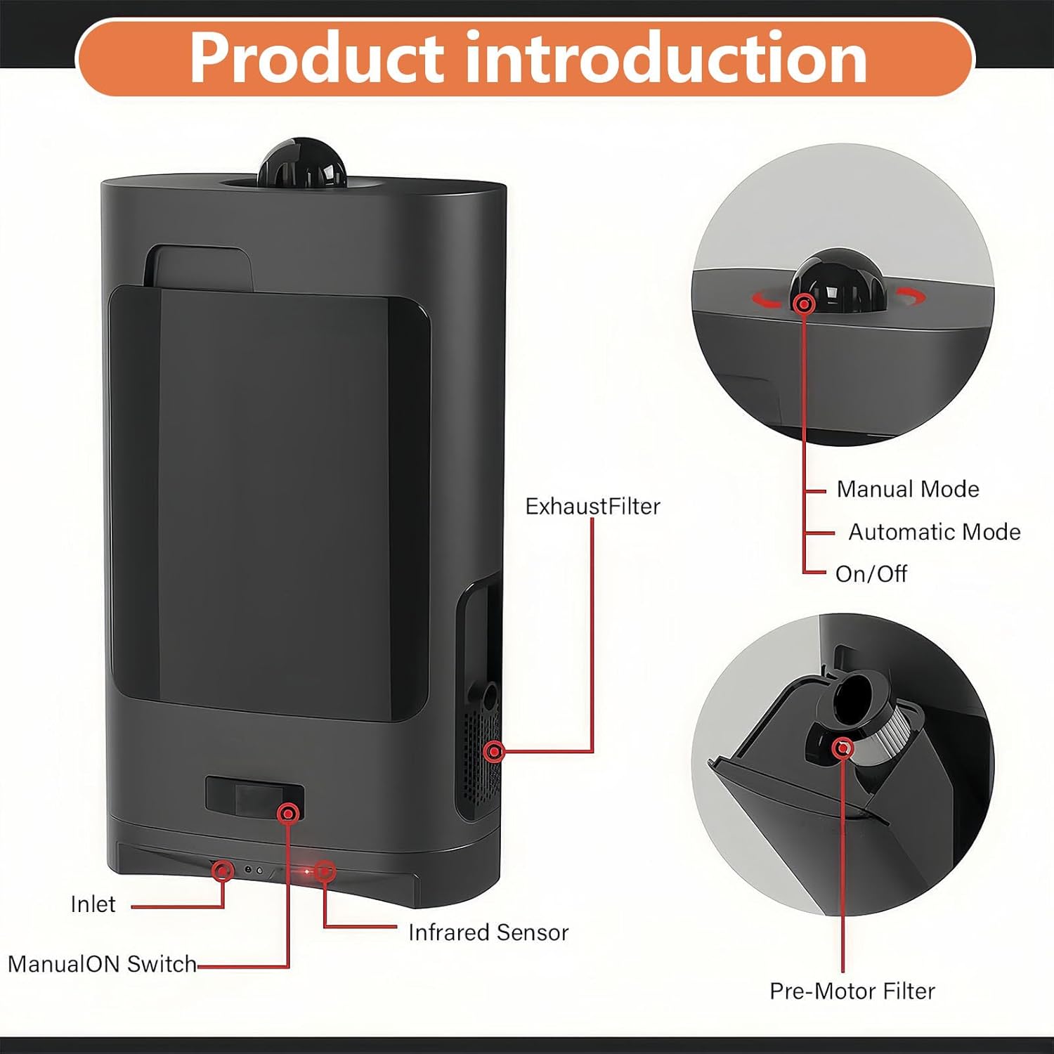 Touchless Automatic Vacuum Dustpan–Motion Sensor Hands-Free Electric Dustpan for Pet Hair Dirt & Debris–Powerful and Energy Efficient Cleaning Solution for Home Kitchen & Office