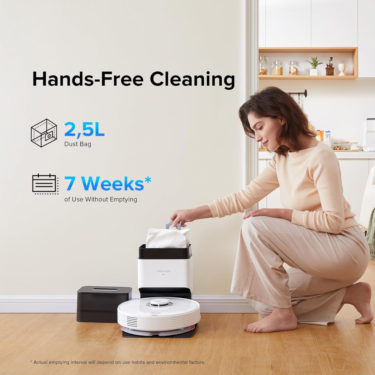 roborock Q7 Max+ Robot Vacuum and Mop with Auto-Empty Dock Pure, Hands-Free Cleaning for up to 7 Weeks, APP-Controlled Mopping, 4200Pa Suction, No-Mop&No-Go Zones, 180mins Runtime(Renewed)