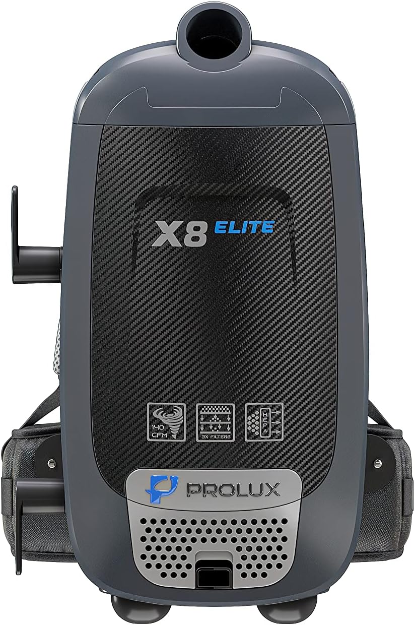 Prolux X8 Elite Canister Backpack Vacuum, HEPA Filtration, Tools for Every Cleaning Task on Any Surface, Illuminating LED Lights, Adjustable Straps