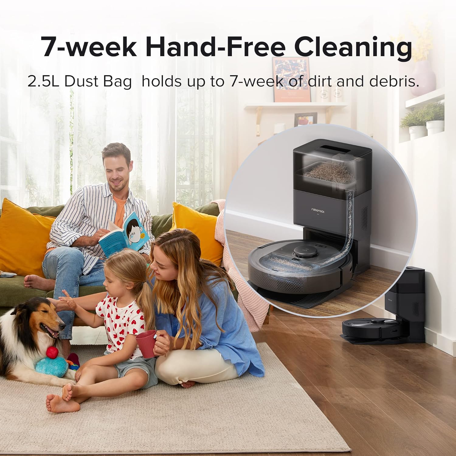roborock Q5+ Robot Vacuum with Washable Filter(2 PCS) Bundle, Hands-Free Cleaning for up to 7 Weeks, 2700Pa Max Suction, 180mins Max Run-Time, Compatible with Alexa, Perfect for Pet Hair