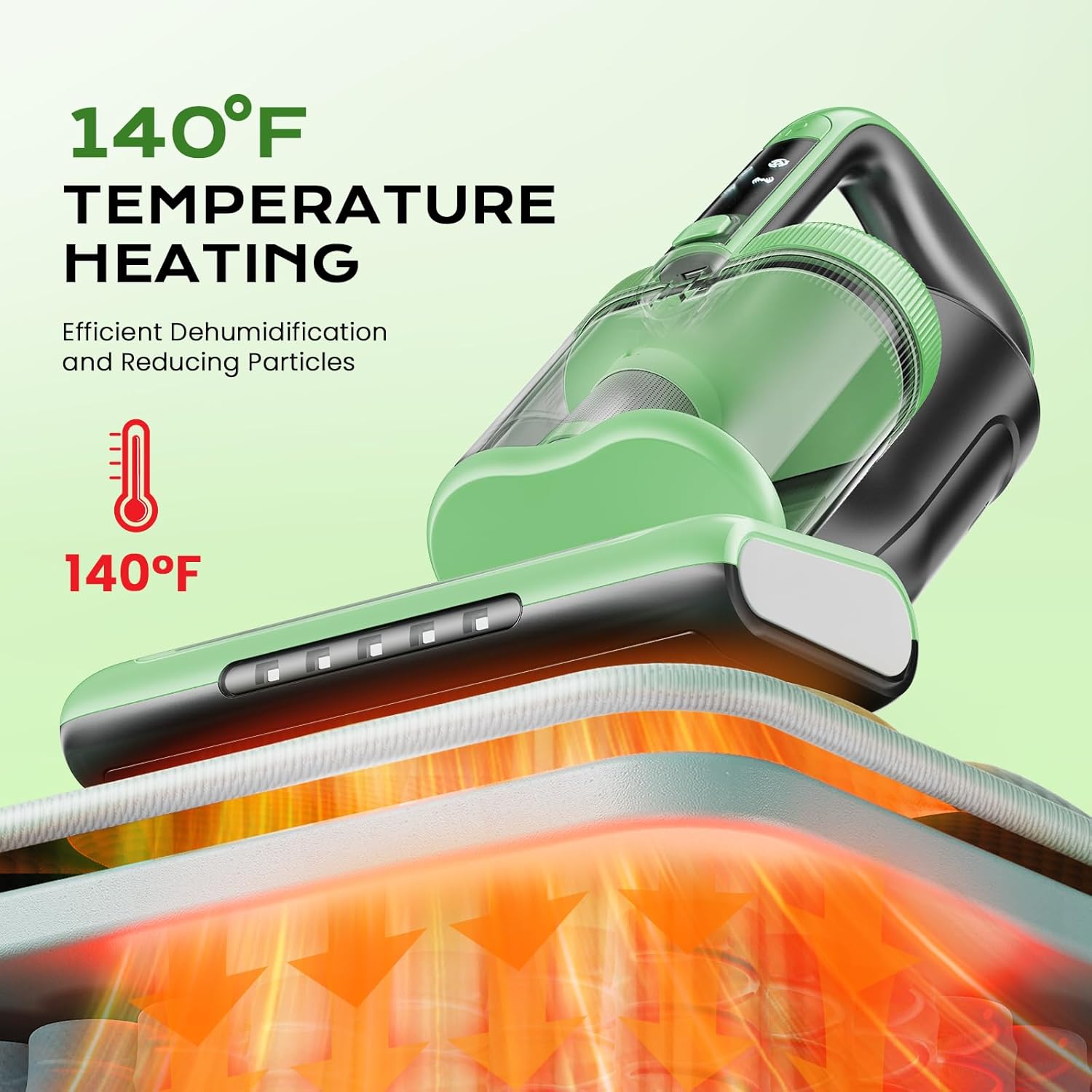 Mattress Vacuum Cleaner Bed Vacuum Versatile Handheld Vacuums with 500W 18Kpa Power Suction & 253.7nm U-V-C Light & Heating Tech & 30000 RPM/Min Brush Roll Rotation Corded