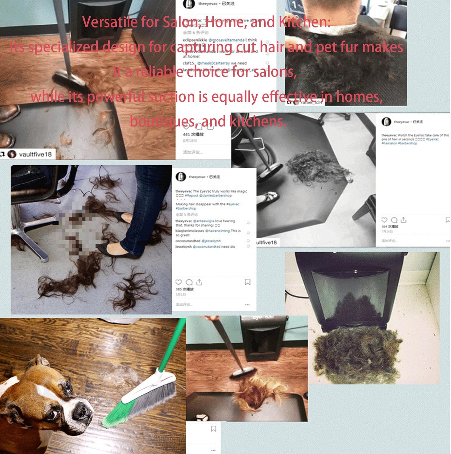 Salon Hair Vacuum Cleaner, Touchless Automatic Dustpan with Infrared Sensor, 1400W/2.7L for Fast Broken Hair Cleaning in Barbershop, Home, Pet Area