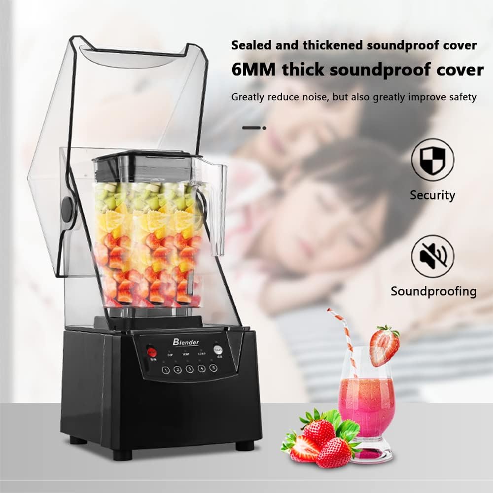 Commercial Milkshake Smoothie Maker, Kitchen Food Blender 2200W, High Power Home Commercial High Speed Blender, Built-in Timer, Smoothie Maker