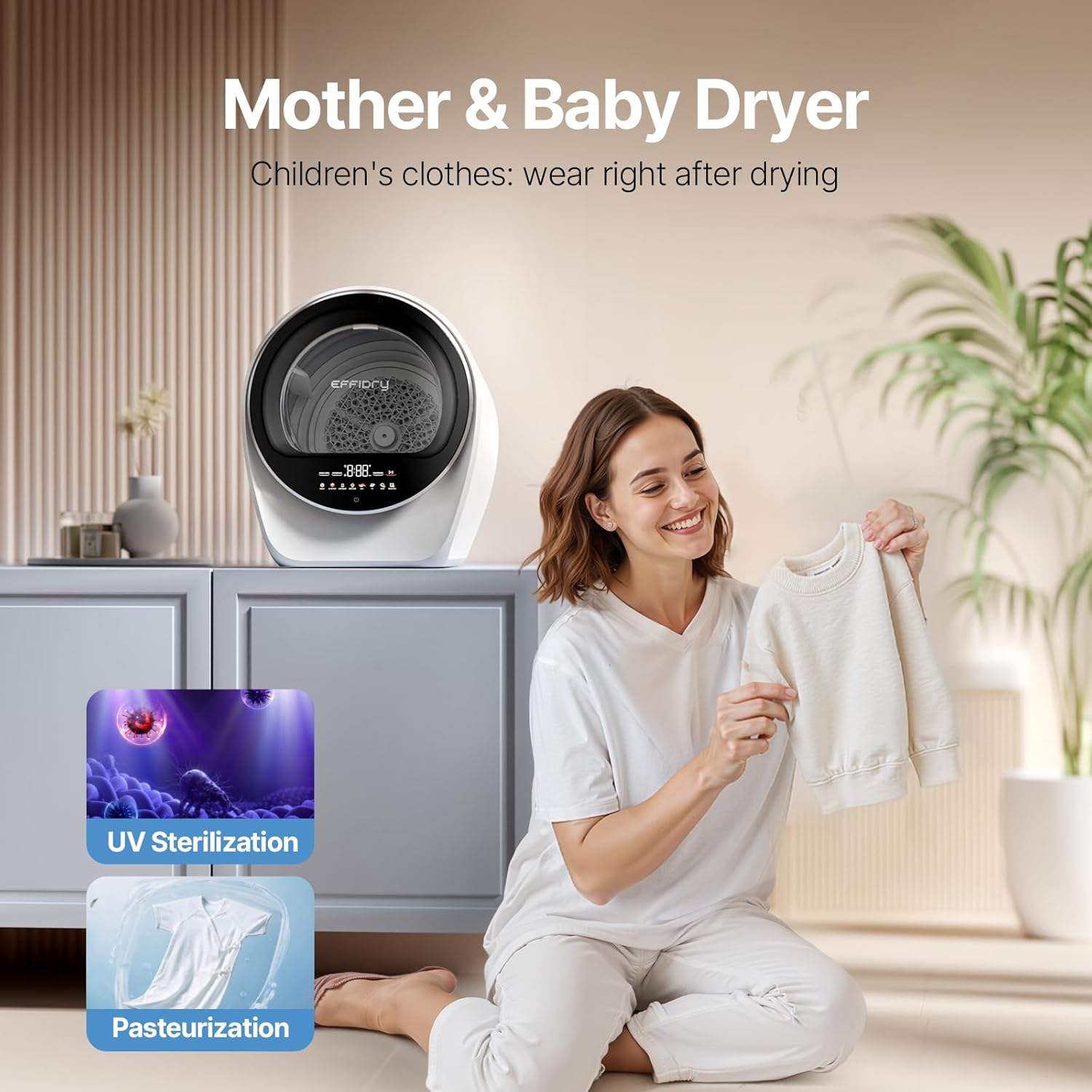 S3 Compact Clothes Dryer,1 cu.ft Capacity,110V 1050W Portable Dryer Machine with Stainless Steel Drum,8 Drying Mode for Small Spaces,Apartments,dorm Mini electric secadora portatil de ropa