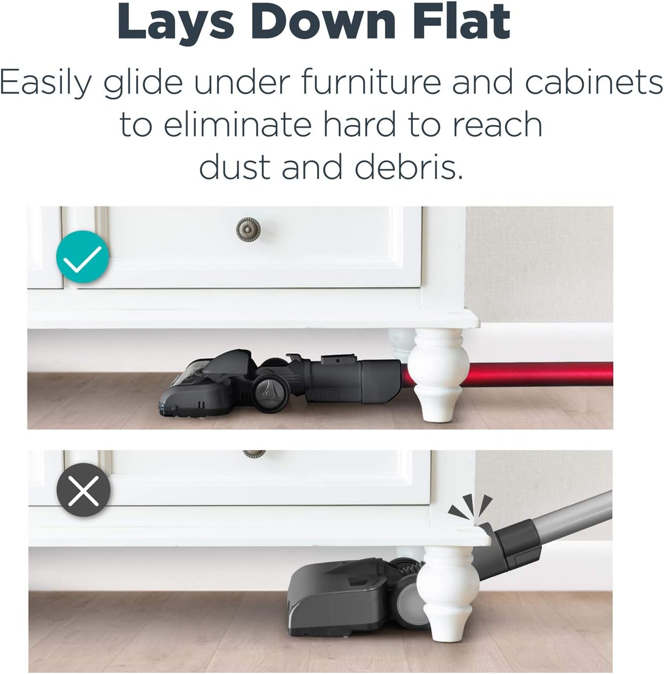 Eureka Lightweight Cordless Stick Vacuum Cleaner Convenient for Hard Floors, Rechargeable Handheld Vacuum Cleaner Portable with Powerful Motor Efficient Suction, RapidClean Pro NEC186, Rose Red