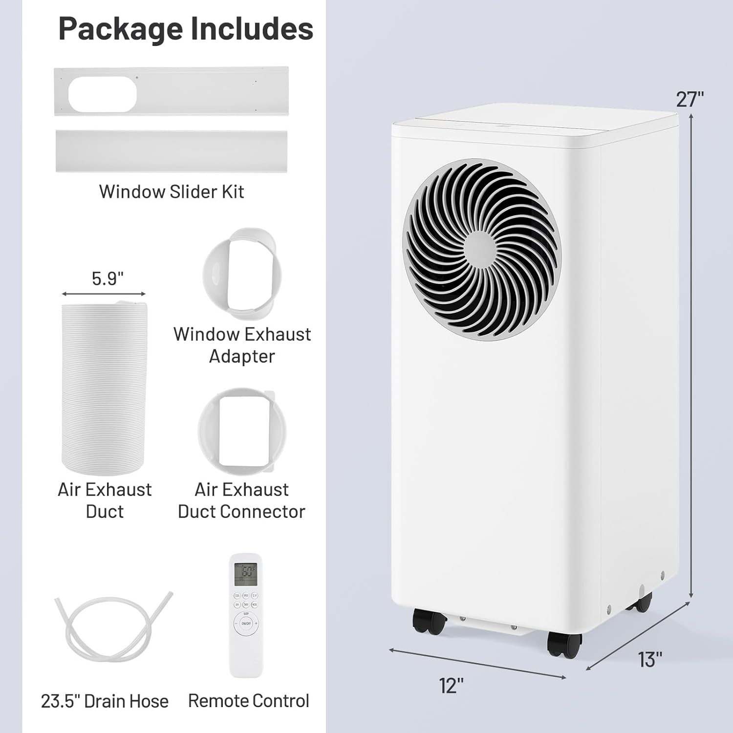 ARLIME 10000 BTU Portable Air Conditioner for Room up to 350 Sq.Ft, 3-in-1 Stand up AC Unit w/Dehumidifier, Fan, Sleep Modes, 24H Timer, Remote Control, Window Installation Kit Included (10000 BTU)