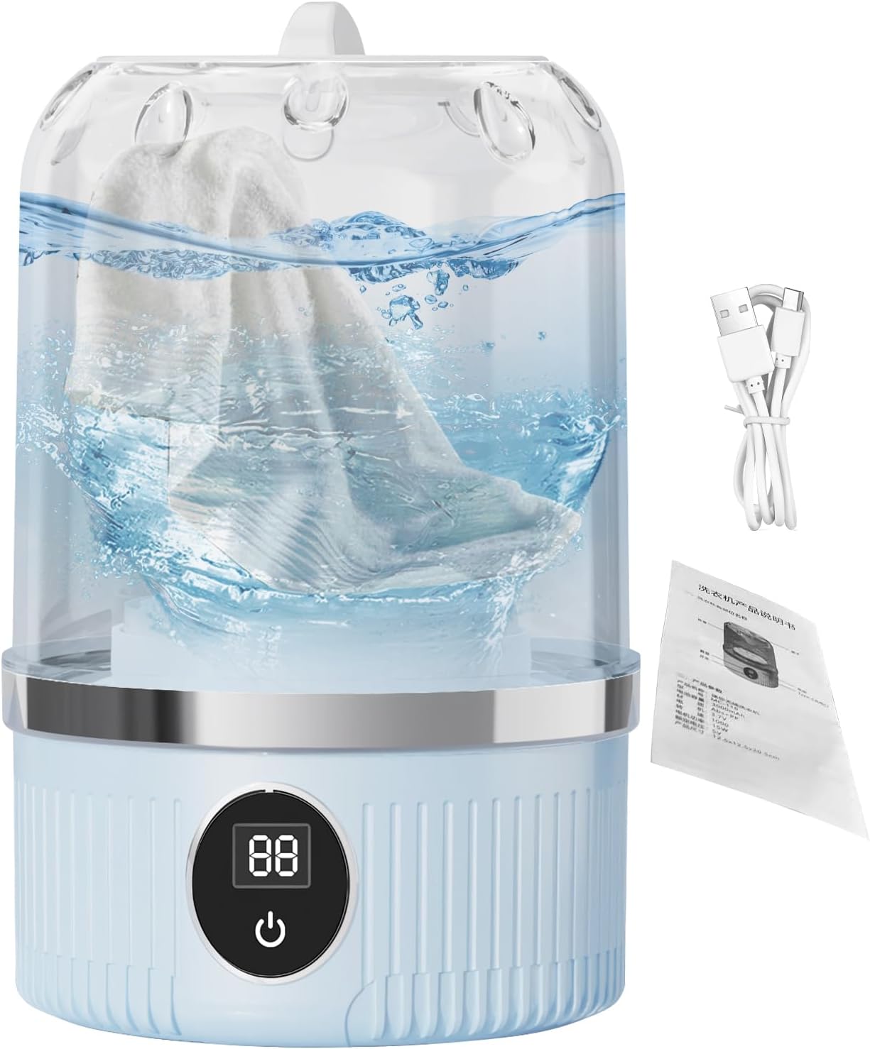 Compact Washer Machine - Portable Mini Washing Machine | Energy-Efficient Laundry Device With 3 Wash Programs, Travel Supplies For Baby Clothes, Socks, Underwear, Dorm, RV, Home, Outdoor