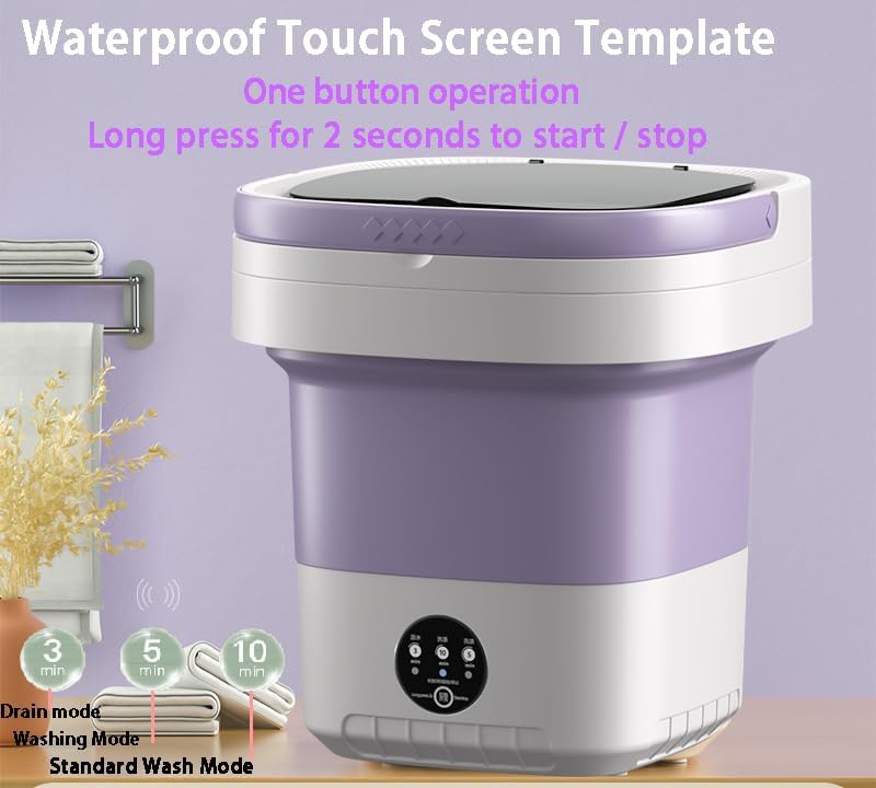 Portable washing machine, 12L Upgraded Large Capacity Foldable Mini Washing Machine, 3 Modes Deep Cleaning Small Washer for Underwear, Baby Clothes, Suitable for Apartments, Dormitories, Hotel