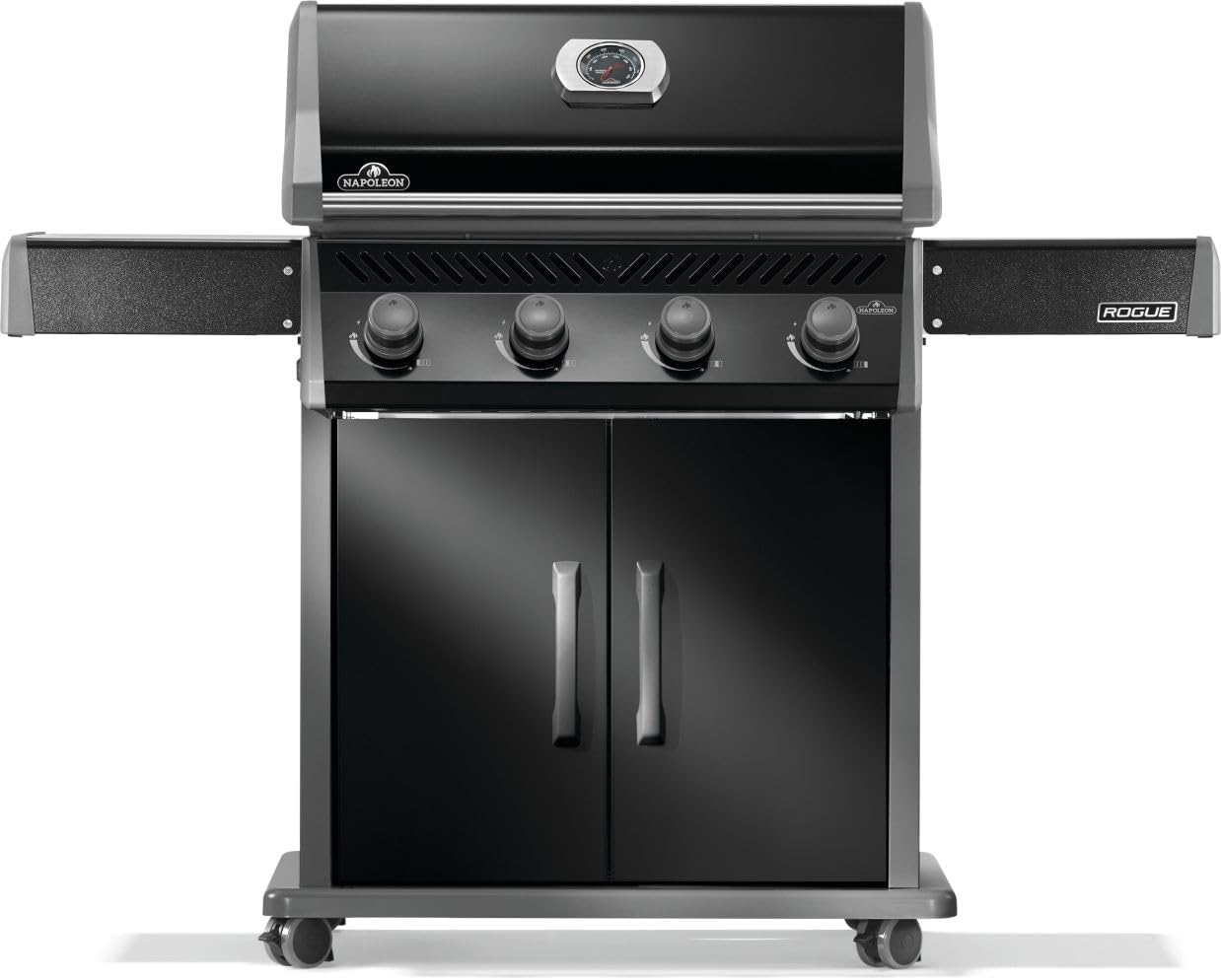 Napoleon Rogue 525 Natural Gas Grill, Black, Stainless Steel Grids, Durable 4-Burner BBQ