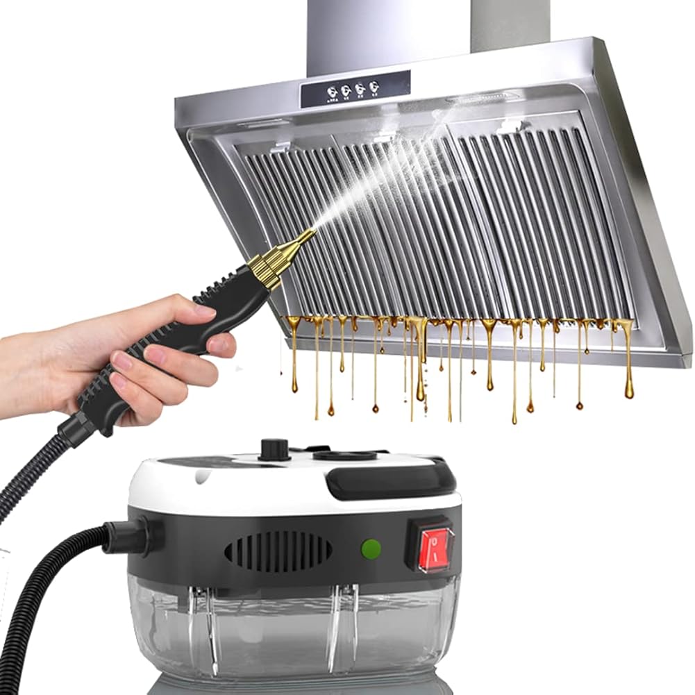 High Pressure Steam Cleaner,Portable Handheld High Temperature Steam Cleaner for Household Car Decoration Kitchen Bathroom Furniture, with 3 Brush,White