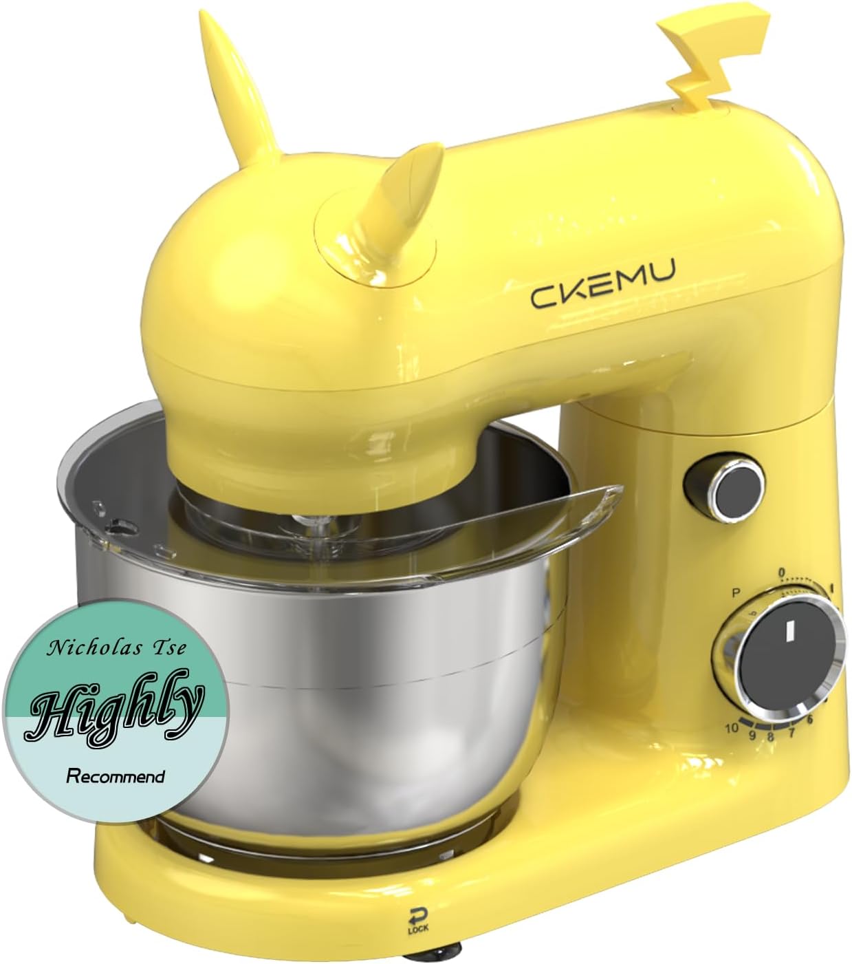 Stand Mixer, Compact & Space-Saving, Stainless Steel Bowl, Unique & Playful Design, Effcient Motor, Dishwasher-Safe Attachments, SM-2549A (Yellow)