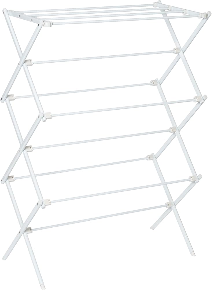 Honey-Can-Do Collapsible Laundry Drying Rack, Portable Clothes Rack, Space-Saving & Easy to Store Metal Garment Rack, Sturdy Clothes Dryer, Ideal for Small Spaces, Indoor & Outdoor Use, White
