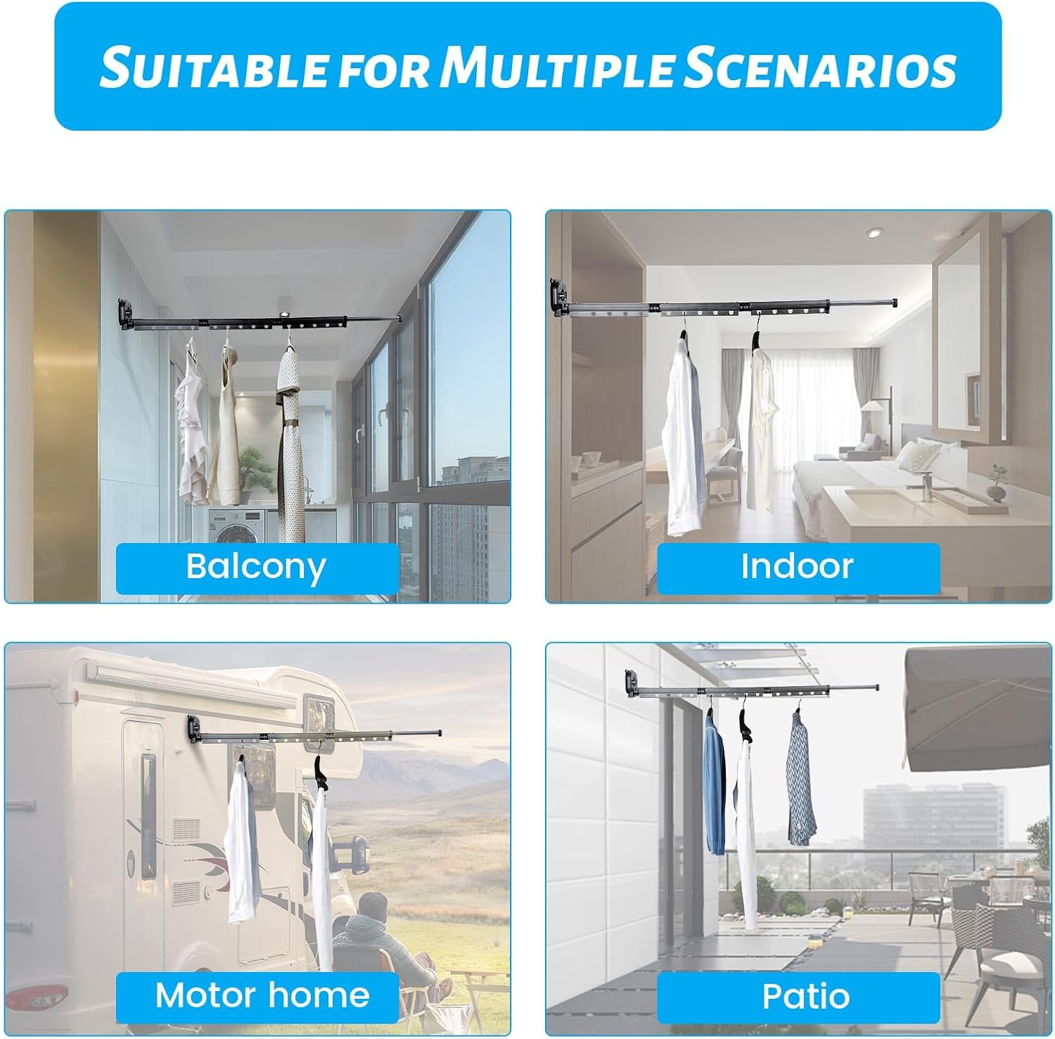 Wall Mounted Clothes Drying Rack with Suction Cup,Folding Laundry Hanger Dryer Rack, Space Saver 360° Retractable Collapsible Drying Racks for Laundry,Balcony, Mudroom, Bedroom