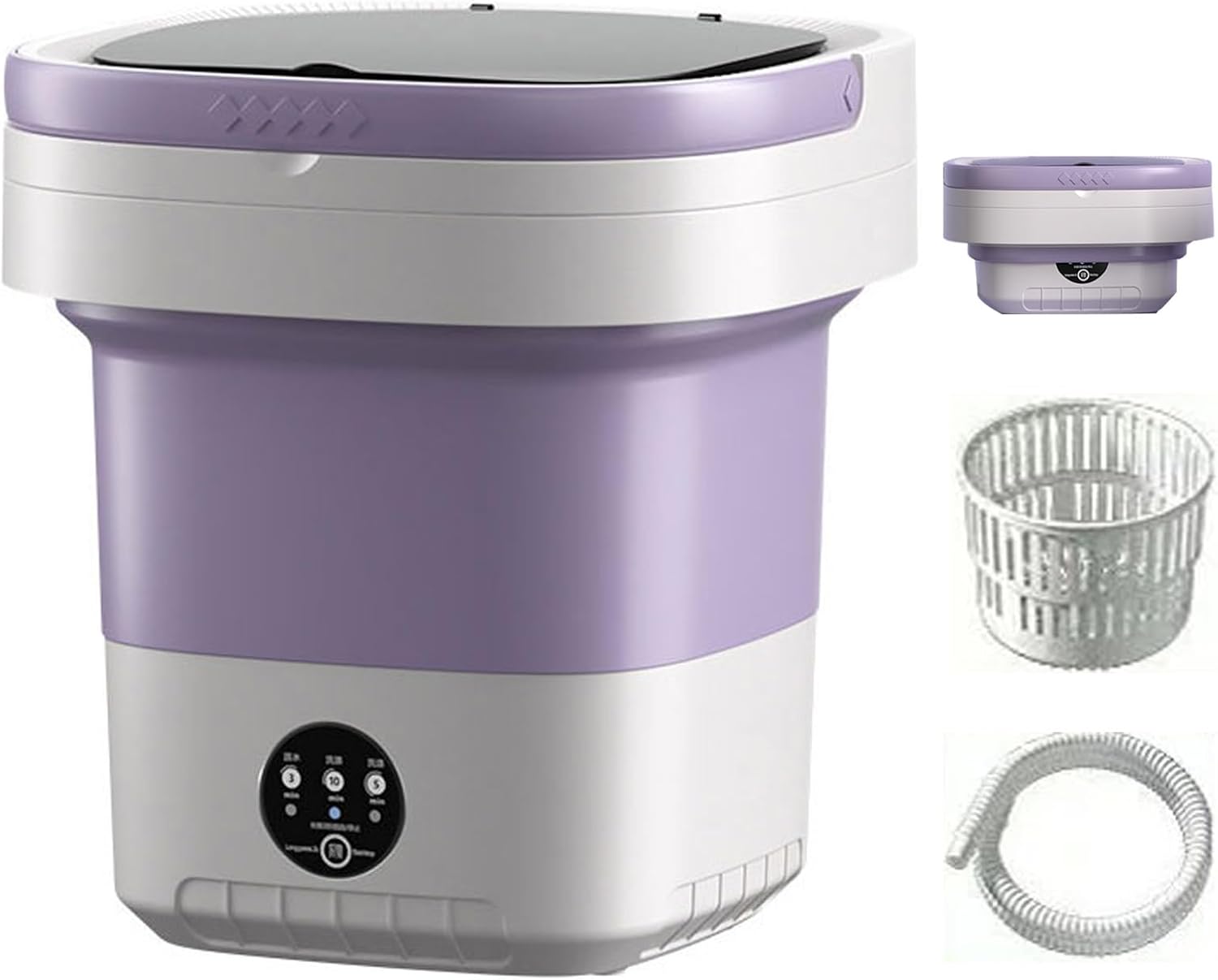 Portable Washing Machine-Mini, Foldable, Small Washing Machine with Drain Basket, for Apartment, Laundry, Camping, Rv, Travel, Underwear, Personal, Baby (Color : Purplem)