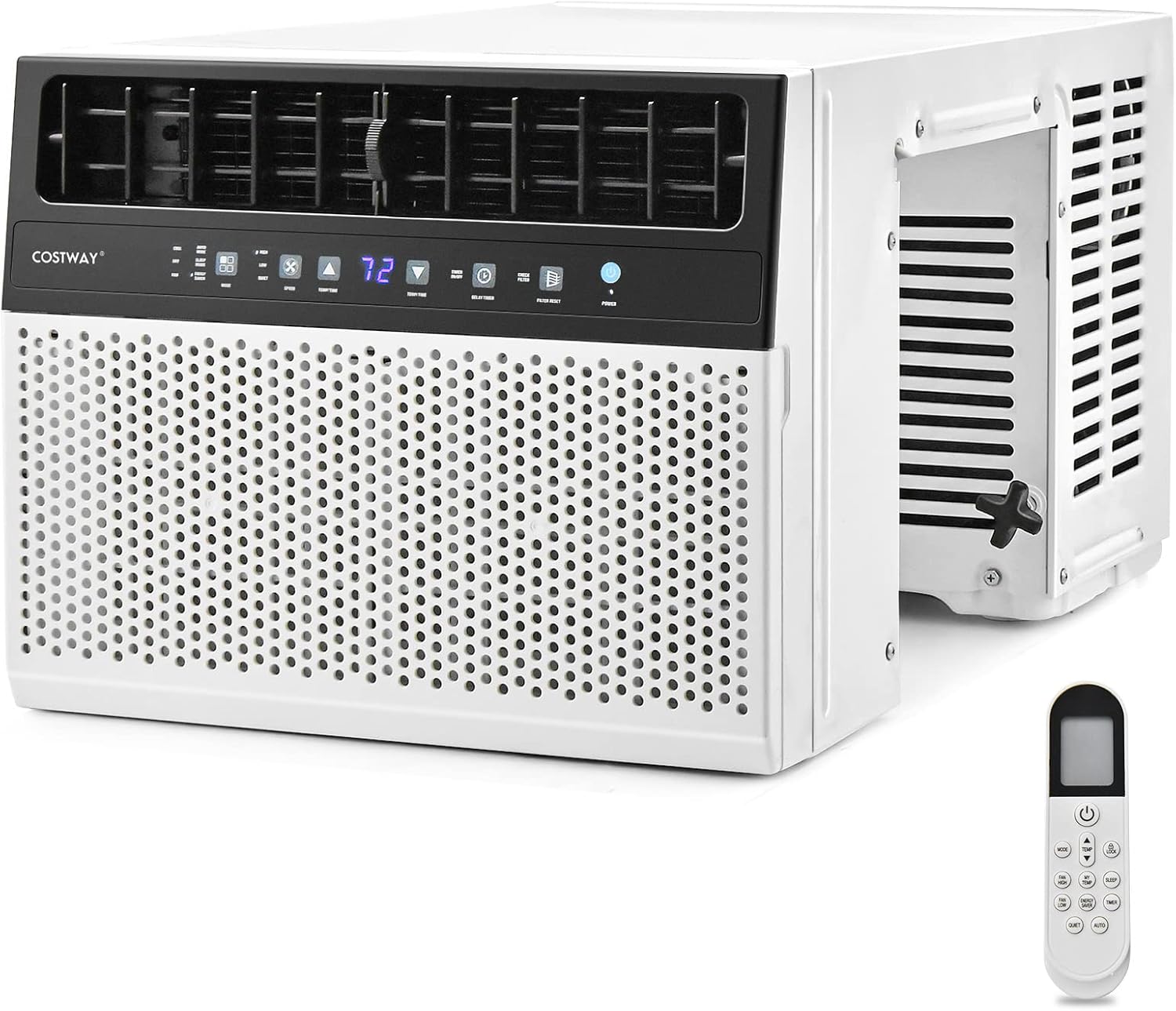 COSTWAY 10000 BTU Window Air Conditioner, Over the Sill AC with Energy Saver Modes, Handy Remote, Touchable LED Control Panel, up to 250 Sq.Ft. Window AC Unit, Ultra Quiet Operation