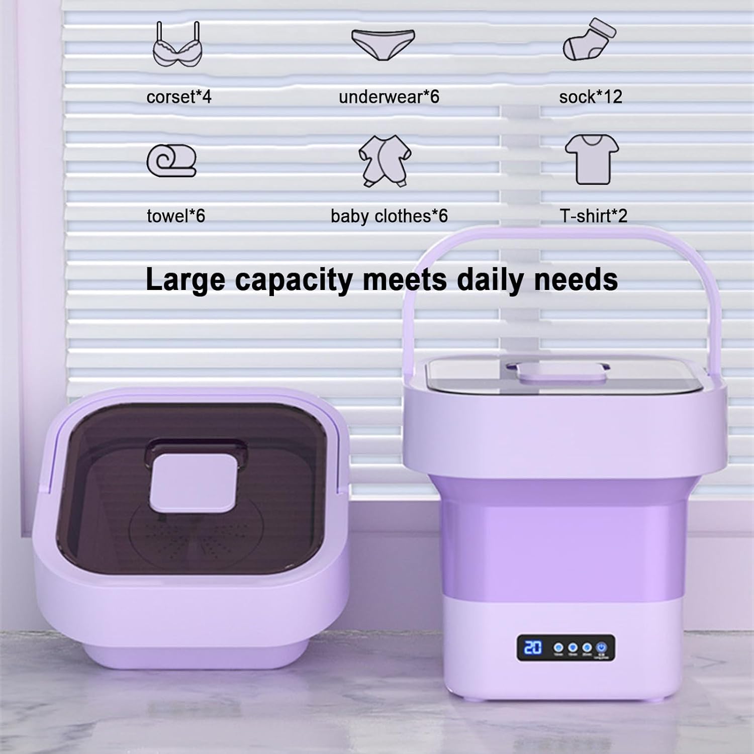 THAMBA Foldable Mini Washing Machine, Small Washing Machine for Underwear, Baby Clothes, or Small Items (Color : Pink)