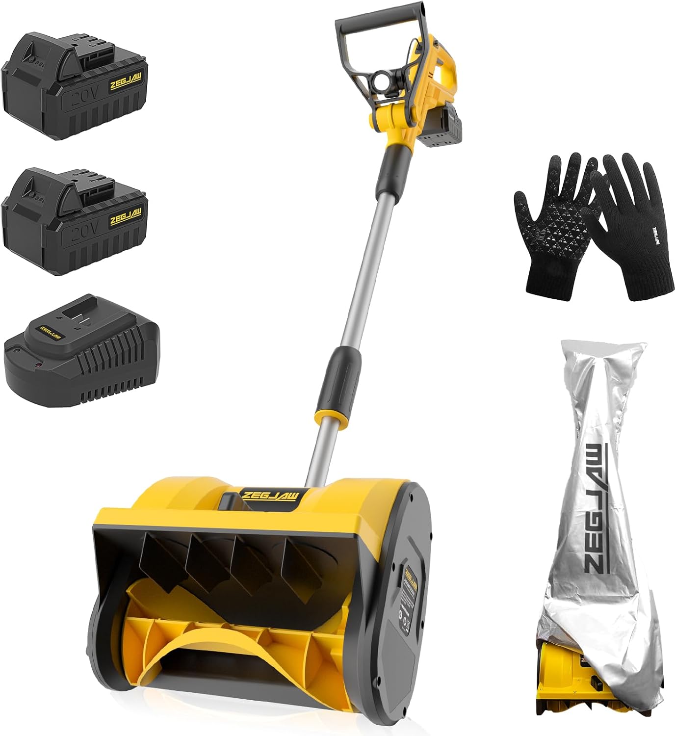 Cordless Snow Shovel,20V 12-Inch Electric Snow Shovel, Snow Blower Cordless with Directional Plate and Adjustable Front Handle, Equipped with LED Lights(2 * 4.0Ah Battery and Quick Charger Included)